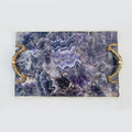 Amethyst Agate Serving Tray With Brass Handles